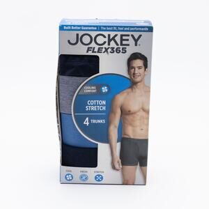 Jockey Men Flex 365 Cotton Stretch Trunks 4 Pack Blue Multi Size XL
